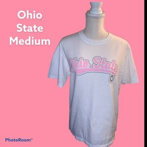 Ohio State Buckeyes J America T-Shirt Pink Lettering Size Medium